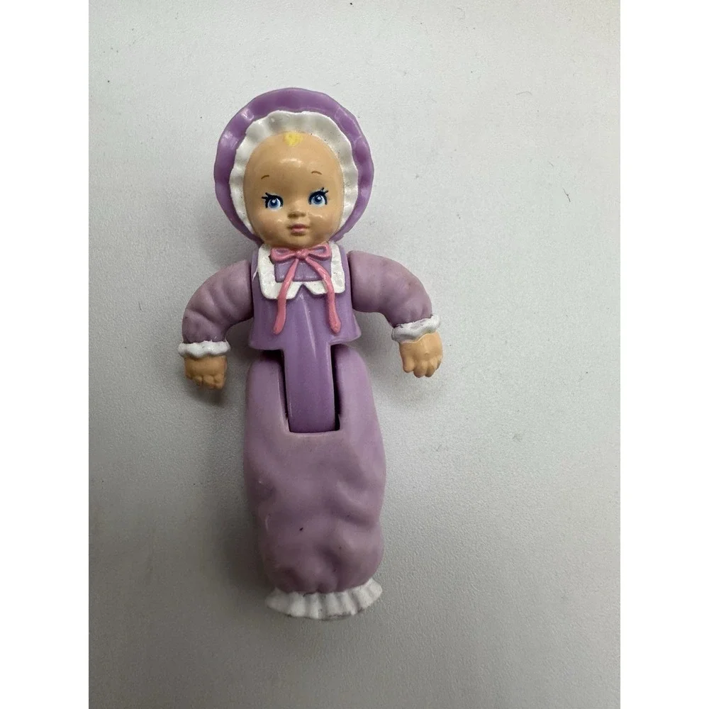 Vintage Playskool Dollhouse Infant Baby Purple Bunting‎ with Bonnet